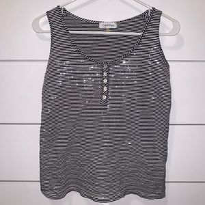 Calvin Klein navy blue & white sparkly tank